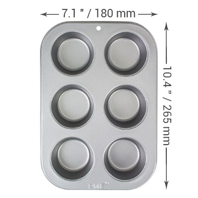  P&P CHEF 6-Cup Muffin Pan, Nonstick Cupcake Pan Round